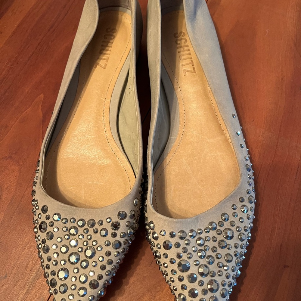 SCHUTZ Embellished Tan Flats